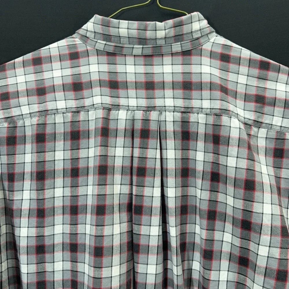 Vintage Polo Jeans Co Ralph Lauren Men's L Red Black Plaid Shirt 90s Flag Patch‎